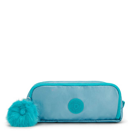 Kipling Gitroy Metallic Pencil Case Bags Natural Aqua Metallic | CA 1904KO